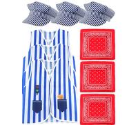 Flotory 9 Pcs Kids Train Conductor Costume Train Engineer Hat Vest Conductor Dress Up Costume for Career Day Pretend Cosplay
