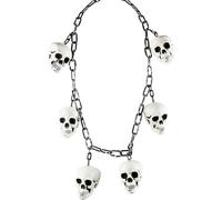 Flotory Halloween Chain Props Plastic Halloween Costume Chain with Horror Skull Head Skull Chain Props for Halloween Party Haunted House Decor