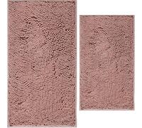 Flotstiga Bathroom Rugs Sets 2 Piece,Super Absorbent Soft,Thick,Machine Washable Chenille Bath Mat,Non Slip Toilet Floor Rug,Bath Mats for Bathroom,16x24 Plus 20x32 Shape,Dusty Rose