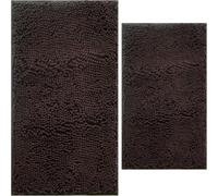 Flotstiga Bathroom Rugs Sets 2 Piece,Super Absorbent Soft,Thick,Machine Washable Chenille Bath Mat,Non Slip Toilet Floor Rug,Bath Mats for Bathroom,16x24 Plus 20x32 Shape,Coffee