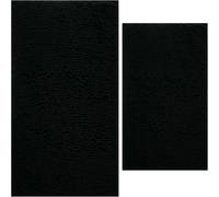 Flotstiga Bathroom Rugs Sets 2 Piece,Super Absorbent Soft,Thick,Machine Washable Chenille Bath Mat,Non Slip Toilet Floor Rug,Bath Mats for Bathroom,16x24 Plus 20x32 Shape,Black
