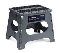 Flottian 11" Folding Step Stool for Adults and Kids Holds Up to 300 lbs ,Non-Slip Folding Stools with Portable Handle, Compact Plastic Foldable Step Stool for Bathroom,Bedroom, Kitchen Gray