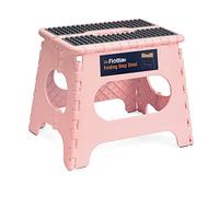 Flottian 11" Folding Step Stool for Adults and Kids Holds Up to 300 lbs,Non-Slip Folding Stools with Portable Handle, Compact Plastic Foldable Step Stool for Bathroom,Bedroom, Kitchen Sakura Pink
