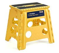 Flottian 13" Folding Step Stool for Adults and Kids Holds Up to 300 lbs,Non-Slip Folding Stools with Handle, Compact Plastic Foldable Step Stool for Bathroom,Bedroom, Kitchen,Bright Yellow,1PC