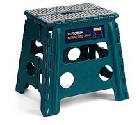 Flottian 13" Folding Step Stool for Adults and Kids Holds Up to 300 lbs,Non-Slip Folding Stools with Handle, Compact Plastic Foldable Step Stool for Bathroom,Bedroom, Kitchen Turquoise Green,1PC