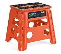 Flottian 13" Folding Step Stool for Adults and Kids Holds Up to 300 lbs,Non-Slip Folding Stools with Handle, Compact Plastic Foldable Step Stool for Bathroom,Bedroom, Kitchen,Orange-Red,1PC