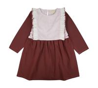 Flounce Organic Cotton Dual Material Dress Burgundy 6 months