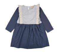 Flounce Organic Cotton Dual Material Dress Navy blue 6 months