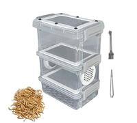 Flour Breeding Kit - Multi-Layer Vented PE Stainless Steel Box 15 x 11 x 7 cm | Set of Reptile Container Lizard Frog Turtle Habitat Habitat