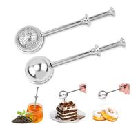 Flour Duster for Baking Stainless Steel Powdered Sugar Shaker Duster One Handed Operation Baking Dusting Wand Flour Sifter Ball Sugar Sifter Dispenser