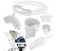 Flour Funnel Stand Mixer, Splash Guard, Flour Stand Mixer Attachment, Silicone Mixers AttachmentS, Kitchen Attachments for Egg Liquid,Enables Guided Pouring(White)