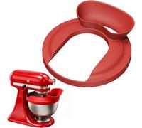 Flour Funnel with Pouring Shield for KitchenAid 4.5-6QT Mixer, Silicone Splash Guard with Flour Funnel for Kitchen Aid Mixer Tilt-Head and Bowl-Lift, Dishwasher Safe Baking Tool (Red)