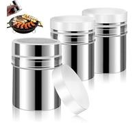 Flour Shaker, 3PCS Flour Sugar Salt Shaker, Icing Sugar Shaker Chocolate Shaker with Fine Steel Mesh Sieve for Baking Cooking Icing Sugar Salt Cocoa Flour Coffee Shaker Sifter(8x6.5cm)