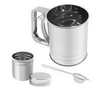 Flour Sieve and Sifter, 3 in 1 Stainless Steel Double Layer Fine-Mesh Powder Shaker with Flour Sieve Cup, Baking Sieves Cup Icing Sugar Duster Chocolate Sugar Powder Strainer for Home Kitchen