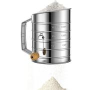 Flour Sifter - Fine Mesh Rotary Hand Crank Flour Sifter with Agitator | Food-Grade Powdered Sugar Shaker Kitchen Sifting Tool for Cupcakes Cakes Bread Pies Pastries