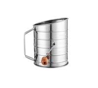 Flour Sifter for Baking 3 Cup - Fine Mesh Rotary Hand Crank with Loop Agitator for Quick Sifting