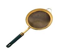 Flour Sifter,Sieve Golden 304 Stainless Steel Kitchen Strainer Green Handle Juice Flour Sieve Skimmer Filter Spoon Long Colander(10cm)