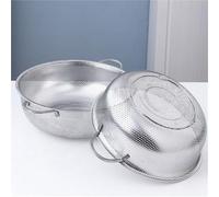 Flour Sifter Stainless Steel Rice Basket Strainer Washing Bowl Fine Mesh Strainer Colander Vegetables Fruit Washing Basket Sieve Bowl Colande Sieve Stainless Steel(Double Sing,22.5cm)