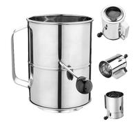 Flour Sifter - Stainless Steel Strainer with Crank Baking Cup for Cake, Pastry, Cupcake, Cake, Dessert, Durable Fine Mesh Tool for Home, Kitchen, Panade