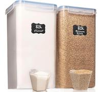Flour Storage Container 2 PC [8.5L / 287 Oz] Extra Large Food Storage Containers with Lids - Airtight, Leak Proof, BPA-Free Plastic Flour Sugar Storage Containers - Bulk Storage for Kitchen & Pantry