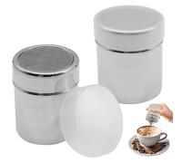 Flour Sugar Salt Shaker - Flour Dredger Griwuut 8X6CM Stainless Steel Powder Dispenser with Lid, Fine Mesh Duster for Kitchen Craft, Icing Sugar, Cocoa & Baking Decoration