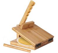 Flour Tortilla Press 10 Inch, Rotatable Bamboo Prensa Para Tortillas, Easy to Clean Chapati Maker with Rolling Pin & Parchment Paper for Kitchen