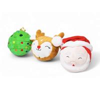 Flourish 3 Pack Pets 2 in 1 Multiple Layer Christmas Dog Toy with Non-Toxic Reinforced Double Stitched Soft Fabric with Squeaky Ball, Multiple Layers for Your Dog to Enjoy - Christmas 3.5" (Pack)