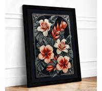 Flourish Botanical Framed Wall Art Print A1 (84.1×59.4cm) Black, Wall Decor for Living Room, Bedroom, Office & Home, Ready to Hang, Art Gift