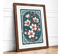 Flourish Botanical Framed Wall Art Print A2 (59.4×42cm) Walnut, Wall Decor for Living Room, Bedroom, Office & Home, Ready to Hang, Art Gift
