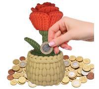 Flourish Money gROSE Money Box - 3D Printed Rose Crochet Style Flowers for Home Ornament and Room Decoration