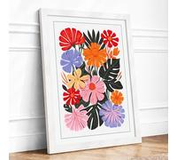 Flourishing Blooms Botanical Framed Wall Art Print A2 (59.4×42cm) White, Wall Decor for Living Room, Bedroom, Office & Home, Ready to Hang, Art Gift