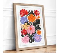 Flourishing Blooms Botanical Framed Wall Art Print A3 (42×29.7cm) Oak, Wall Decor for Living Room, Bedroom, Office & Home, Ready to Hang, Art Gift