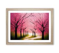 Flourishing Cherry Blossom Trees H1022 Framed Print for Living Room Bedroom Home Office Décor, Wall Art Picture Ready to Hang, Oak A2 Frame (64 x 46 cm)