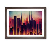 Flourishing City Skyline Architecture Abstract Framed Print | A2 Walnut Framed Wall Art | Ready to Hang | Abstract Cityscape Picture | Living Room Bedroom Lounge Office