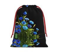 Flourishing cornflower flowers Patterned L drawstring bag, festive packaging bag, perfect for Christmas parties
