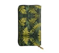 Flourishing ferns Long leather wallet, portable credit card holder, zippered coin purse, and ID compartment