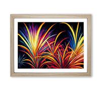 Flourishing Fireworks H1022 Framed Print for Living Room Bedroom Home Office Décor, Wall Art Picture Ready to Hang, Oak A2 Frame (64 x 46 cm)