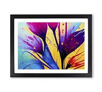 Flourishing Flower Splash Abstract H1022 Framed Print for Living Room Bedroom Home Office Décor, Wall Art Picture Ready to Hang, Black A2 Frame (64 x 46 cm)