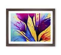 Flourishing Flower Splash Abstract H1022 Framed Print for Living Room Bedroom Home Office Décor, Wall Art Picture Ready to Hang, Walnut A4 Frame (34 x 25 cm)