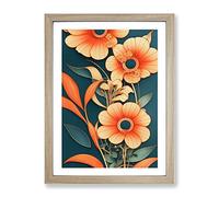Flourishing Flowers Framed Print for Living Room Bedroom Home Office Décor, Wall Art Picture Ready to Hang, Oak A4 Frame (34 x 25 cm)