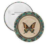 Flourishing Garden Butterfly Badge Metal Round Pins, Lightweight Brooch for Backpack, Fashion Button Pins Badge for Shirts, Jackets, Shawl Coat, Unisex, 5PCS, Tinplate, metal round pins