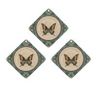 Flourishing Garden Butterfly Car Air Freshener, 3 Pcs Rhombus Hanging Air Freshener Cards, Long Lasting Fragrance Scented Cards for Car, Home, Office Black-style