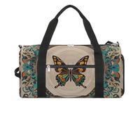 Flourishing Garden Butterfly Gym Bag for Men Women, Waterproof Gym Tote Bags, Large Duffel Bag for Travel Workout