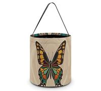 Flourishing Garden Butterfly Halloween Trick Or Treat Bucket, Reusable Goodie Candy Basket, Snack Bag Tote Bags with Handles for Wrapping Party Favors Supplies