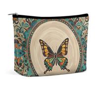 Flourishing Garden Butterfly Makeup Bag for Women Portable Cosmetic Waterproof Pouch Aesthetic Handheld Travel Work