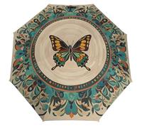 Flourishing Garden Butterfly Umbrella for Women Men Windproof Travel Umbrellas Compact Automatic Umbrellas Portable Folding Umbrella for Rain