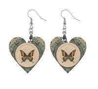 Flourishing Garden Butterfly Wooden Earrings for Women, Vintage Elegant Wood Jewelry, Lightweight Earrings for Wedding, Party, Everyday Jewelry Gift, Apricot shaped, Wood, wood