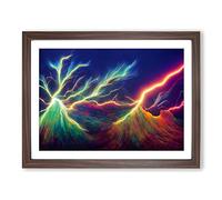 Flourishing Lightning Bolt Abstract H1022 Framed Print for Living Room Bedroom Home Office Décor, Wall Art Picture Ready to Hang, Walnut A4 Frame (34 x 25 cm)