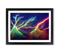 Flourishing Lightning Bolt Abstract H1022 Framed Print for Living Room Bedroom Home Office Décor, Wall Art Picture Ready to Hang, Black A4 Frame (34 x 25 cm)