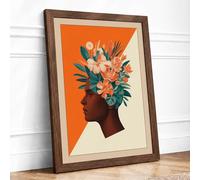 Flourishing Mind Modern Framed Wall Art Print A1 (84.1×59.4cm) Walnut, Wall Decor for Living Room, Bedroom, Office & Home, Ready to Hang, Art Gift
